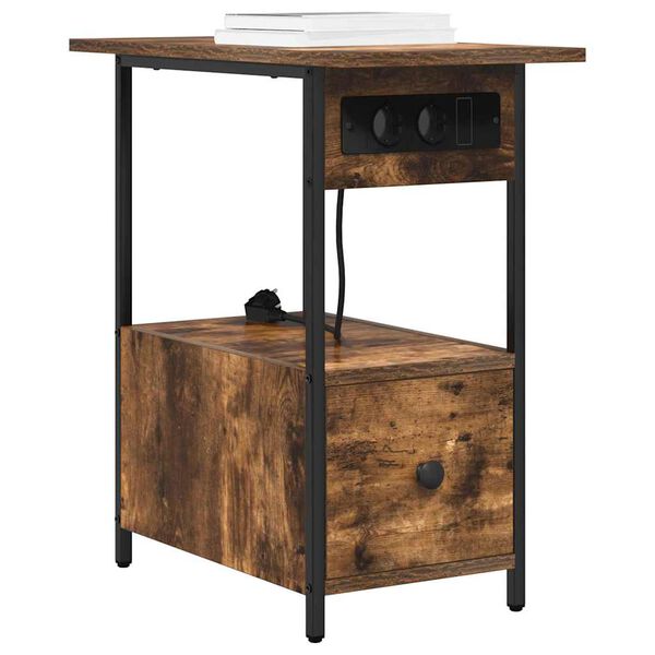 vidaXL Nakts skapītis Dūmaka ozols 60 x 30 x 61 cm Inženierijas koks