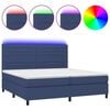 vidaXL atsperu gulta ar matraci, LED, zils audums, 200x200 cm