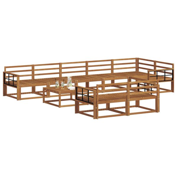 vidaXL Āra dīvānu komplekts 9 pcs Dabiska Cietā akācijas koks