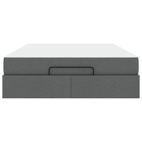 vidaXL Gultas rāmis ar matraci 2 pcs Dūmakaini pelēks audums