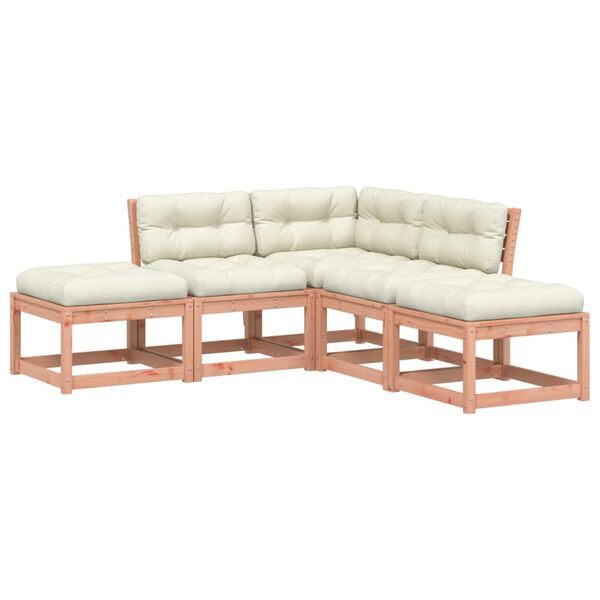 vidaXL 5-daļīgs dārza dīvānu komplekts, matrači, egle