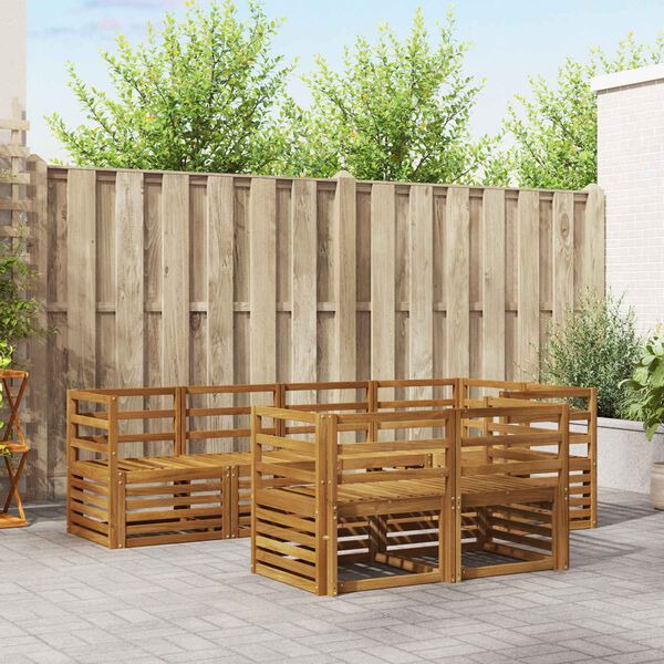 vidaXL Dīvāna komplekti 7 pcs Dabiska Cietā akācijas koks