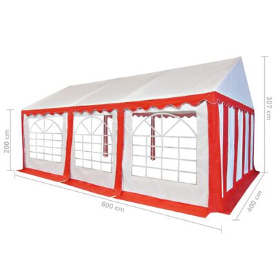 vidaXL dārza nojume, telts, PVC, 4x6 m, sarkana ar baltu
