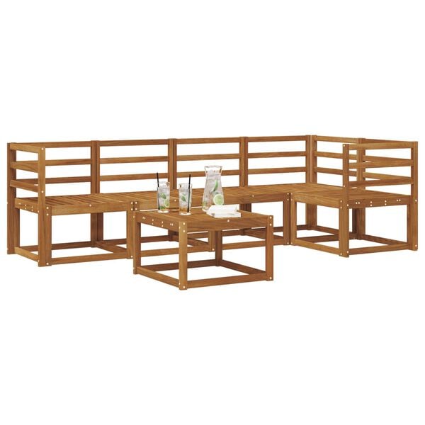 vidaXL Āra dīvānu komplekts ar spilvenu 6 pcs Dabīgs un gai&scaron;i pelēks