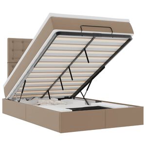 vidaXL Osmaņu gultas rāmis ar matrača kapučīno 120x190cm mākslīgā āda