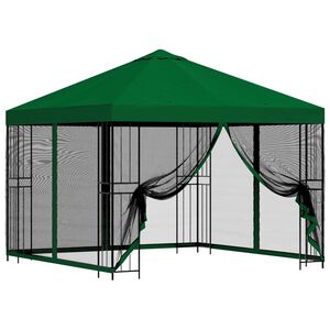 vidaXL Dārza paviljons ar sānu sienām 3 x 3 m Zaļa