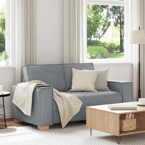 vidaXL divvietīgs dīvāns, gai&scaron;i pelēks, 160x78x84 cm, audums