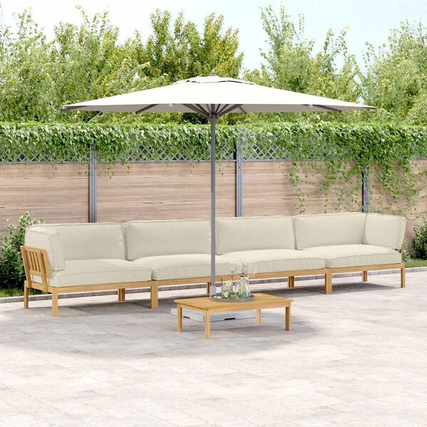 vidaXL Dīvānu komplekts 5 pcs Krēmkrāsa Cietā akācijas koks