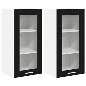 vidaXL Piekarams skapītis 2 pcs Melns ozolkoks 40 x 31 x 80 cm