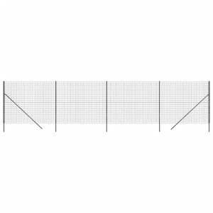 vidaXL stiepļu žogs, pelēks, 1,4x10 m, cinkots tērauds
