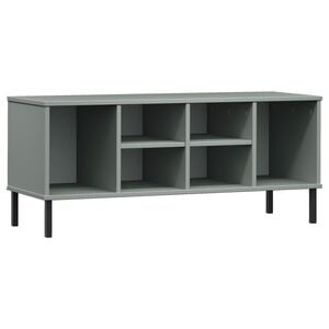 vidaXL apavu plaukts ar metāla kājām OSLO, pelēks, 106x35x45 cm, koks