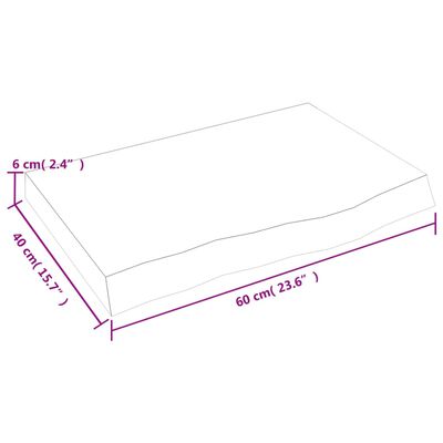 vidaXL galda virsma, gaiši brūna, 60x40x(2-6) cm, ozola masīvkoks