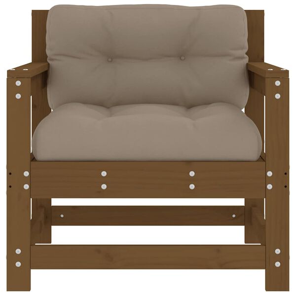 vidaXL dārza krēsli ar matračiem, 2 gb., medus brūns priedes masīvkoks