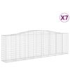 vidaXL arkveida gabiona grozi, 7 gb., 400x50x120/140cm, cinkota dzelzs
