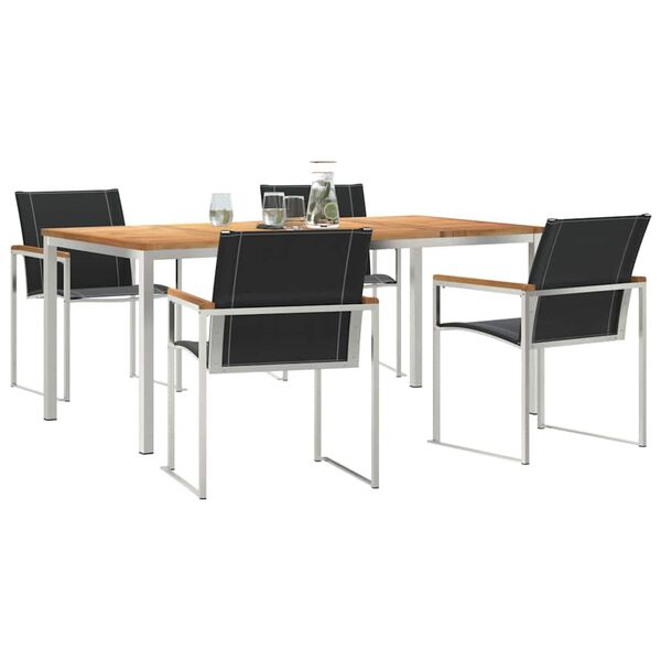 vidaXL Dārza ēdamgalds 5 pcs Brūna Cietā akācijas koks