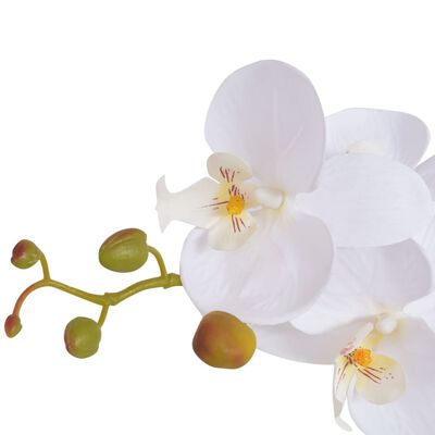 vidaXL mākslīgais augs, orhideja ar podiņu, 65 cm, balta