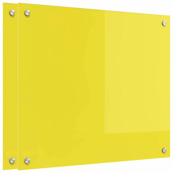 vidaXL Virtuves aizsargpanelis 2 pcs Dzeltena 70 x 60 cm rūdīts stikls