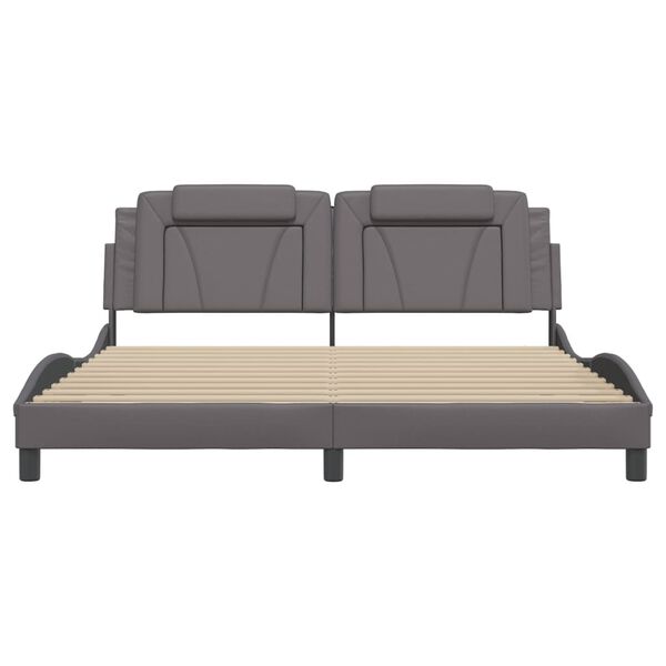 vidaXL gultas rāmis, Viana, bez matrača, pelēks, 180x200 cm, mākslīgā āda