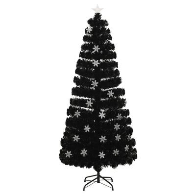 vidaXL mākslīgā Ziemassvētku egle, LED, melna, 180 cm, optiskā šķiedra