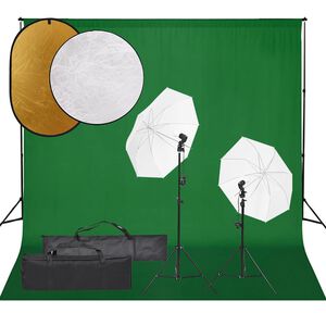 vidaXL fotostudijas komplekts &ndash; gaismas, fons, reflektori