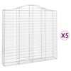 vidaXL arkveida gabiona grozi, 5 gb., 200x30x180/200cm, cinkota dzelzs