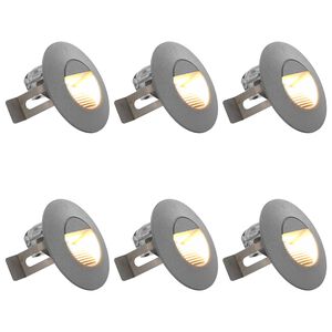 vidaXL āra sienas LED lampas, 6 gab., 2 W, sudraba, apaļas