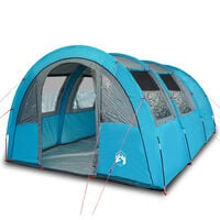 vidaXL kempinga telts, tuneļa, 4 personām, zila, ūdensnecaurlaidīga