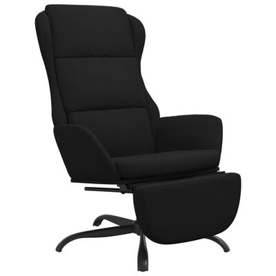 vidaXL atpūtas krēsls ar kāju balstu, melns mikrošķiedras audums