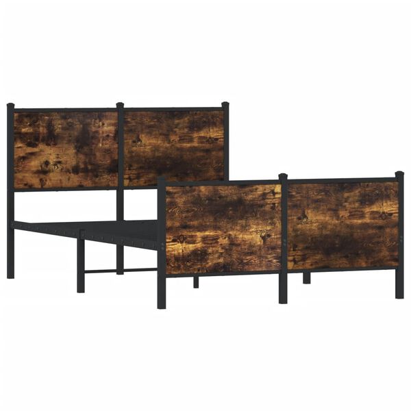 vidaXL gultas rāmis bez matrača, metāls, 120x190cm, ozolkoka imitācija