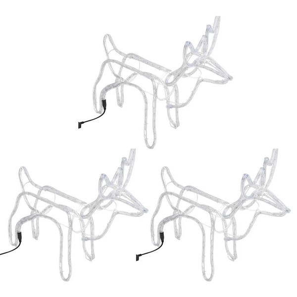 vidaXL ziemeļbriežu figūras, 3 gab., vēsi baltas, 60x30x60 cm