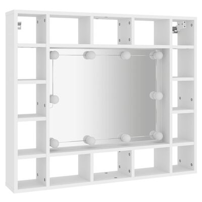 vidaXL spoguļskapītis ar LED, balts, 91x15x76,5 cm