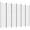 vidaXL 6 paneļu istabas aizslietnis, balts, 300x220 cm, audums