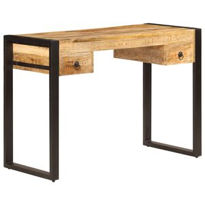 vidaXL rakstāmgalds ar 2 atvilktnēm, 110x50x77 cm, mango masīvkoks