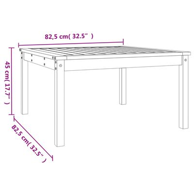 vidaXL dārza galds, balts, 82,5x82,5x45 cm, priedes masīvkoks