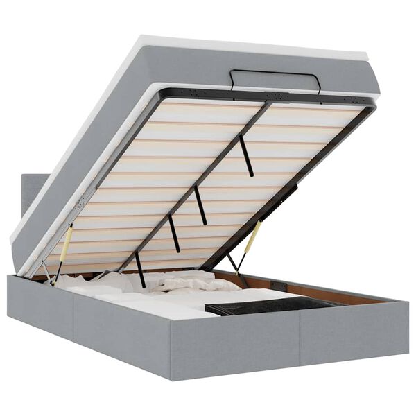 vidaXL Osmaņu gultas rāmis ar matrača gai&scaron;i pelēks 120x190 cm audums