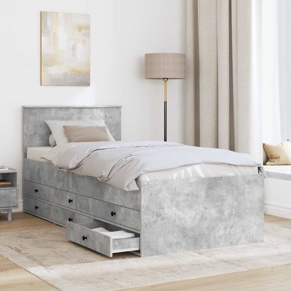 vidaXL Diena gulta ar atvilktni Betona pelēks un melns 100 x 200 cm