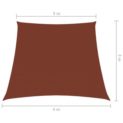 vidaXL saulessargs, 3/4x3 m, trapeces forma, sarkanbrūns audums