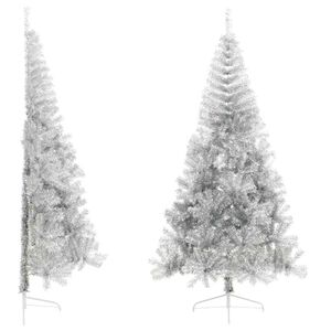 vidaXL mākslīgā Ziemassvētku egle ar statīvu, 240 cm, sudrabaina, PET