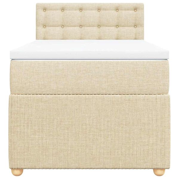 vidaXL atsperu gultas rāmis ar matraci, krēmkrāsas, 80x200 cm, audums