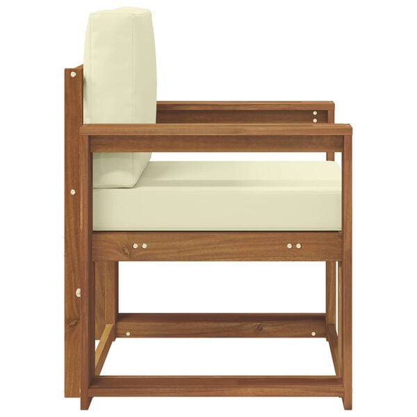 vidaXL Āra dīvāns Cieta akācijas koks un poliesters Dabiska