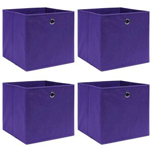 vidaXL uzglabā&scaron;anas kastes, 4 gb., 28x28x28 cm, violets neausts audums