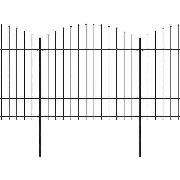 vidaXL dārza žogs ar &scaron;ķēpu galiem, tērauds, 714,5x175 cm, melns