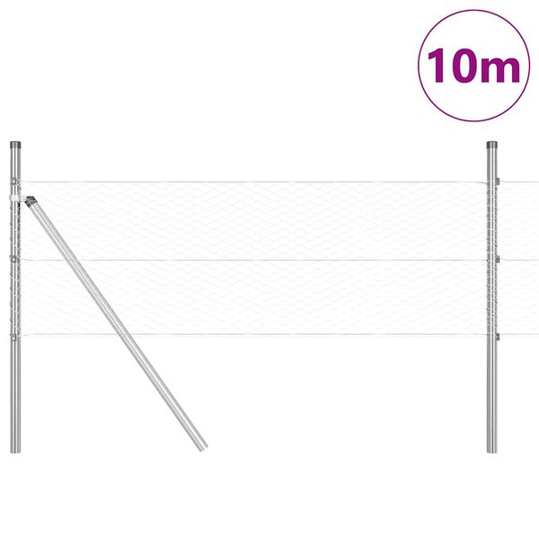 vidaXL Žoga āķis Sudraba 10 x 0,5 m (25 mm siets) Tērauds