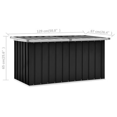 vidaXL dārza uzglabāšanas kaste, antracītpelēka, 129x67x65 cm