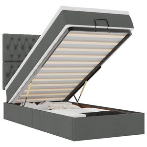 vidaXL Osmaņu gultas rāmis ar matrača tum&scaron;i pelēks 90x190 cm audums