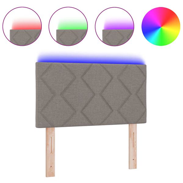 vidaXL Galvgalis ar LED sloksnes lukturiem Pelēkbrūna 80 cm audums