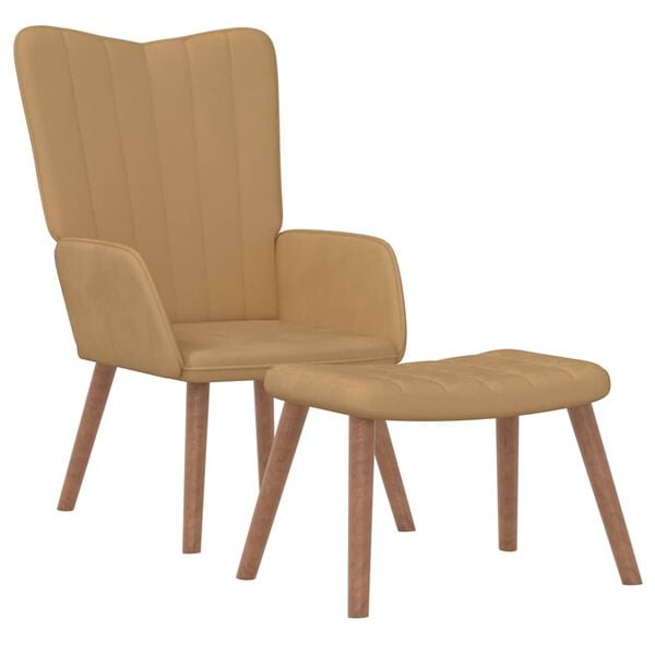 vidaXL atpūtas krēsls ar kāju balstu, brūns samts