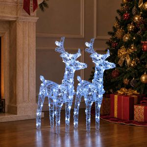vidaXL Ziemassvētku ziemeļbrieži, 2 gab., 80 vēsi baltas LED, akrils
