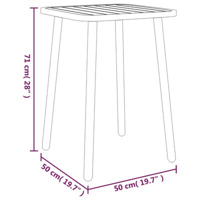 vidaXL dārza galds, antracītpelēks, 50x50x71 cm, tērauds