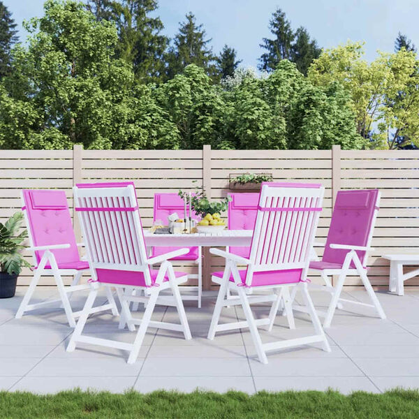 vidaXL dārza krēslu spilveni, 6 gab., rozā oksforda audums